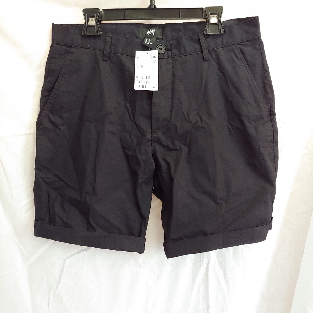 NWT, H&M Black Cuffed Shorts, Purchased in France